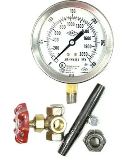 [100-325-00080] Air/Water Gauge Kit, 0-300 PSI, Stainless Steel, UL/FM Approved 1/4 fitting